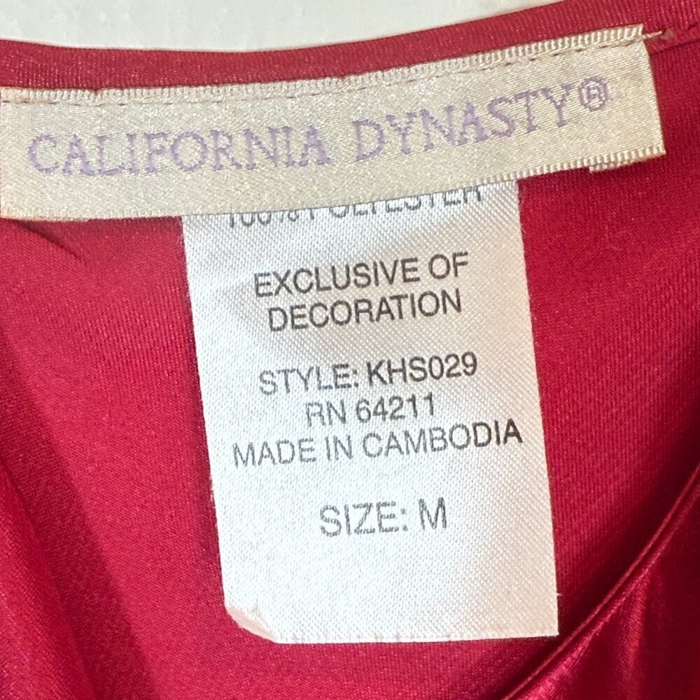 Vintage Red Satin Nightgown Slip Dress Lace Trim Medium - Picture 7 of 9
